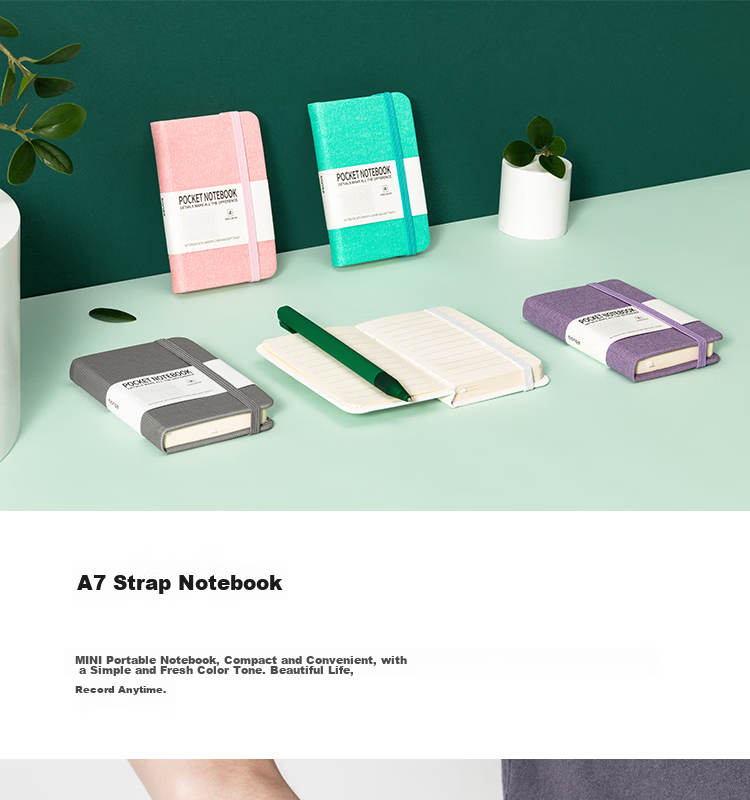 TIANSE A7 Portable Pocket Notebook Daily Planner Creative Strap Small Notebook 100 Pages Diary Vocabulary Journal TS-4029 Blue 1