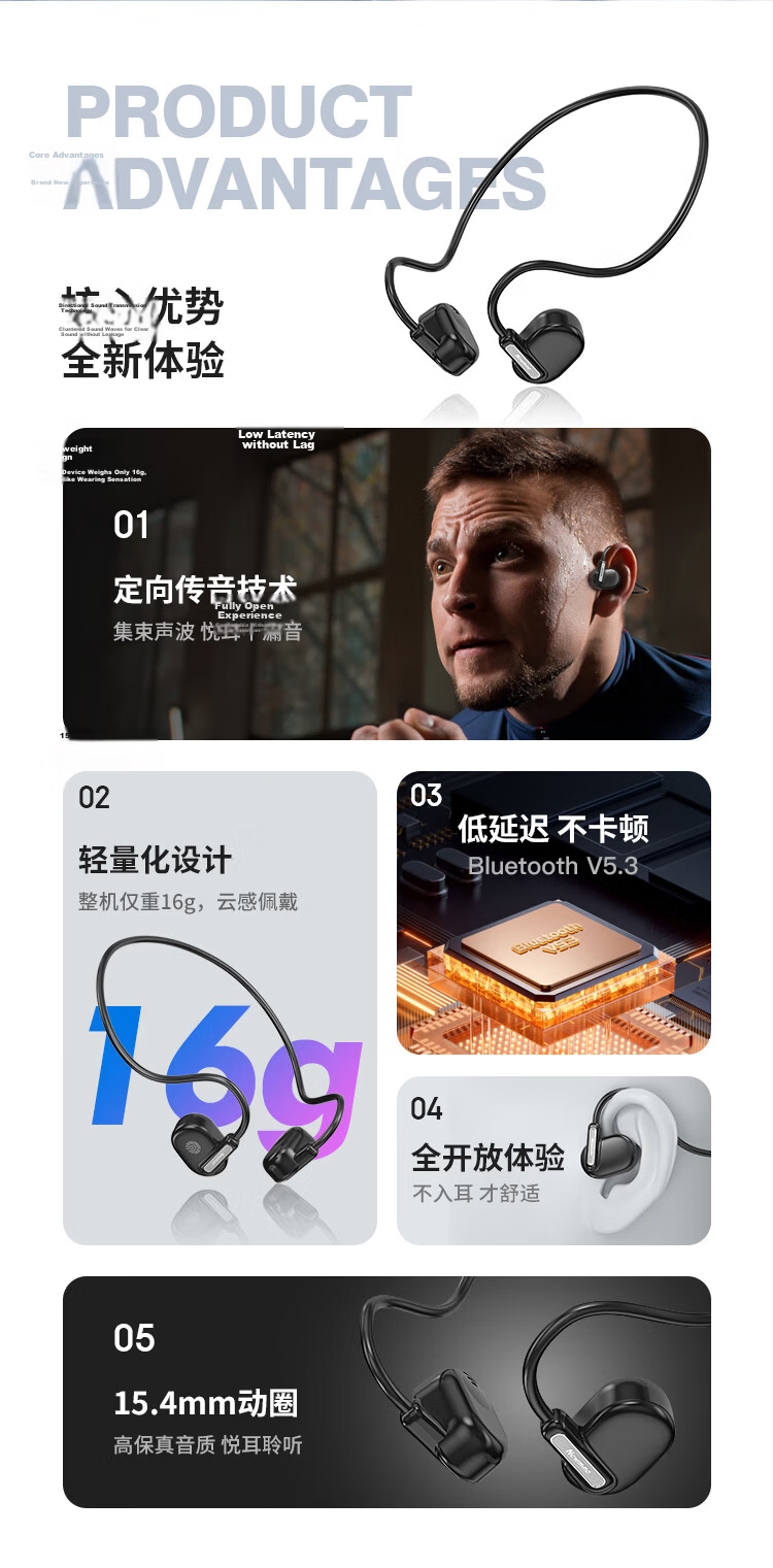 Newmine Mini6S [Open-Ear Design, Bone Conduction Concept] Over-ear Bluetooth Headphones, Open Wireless Earphones, Comfortable Sports Running Headphones, Milk Tea Color 4