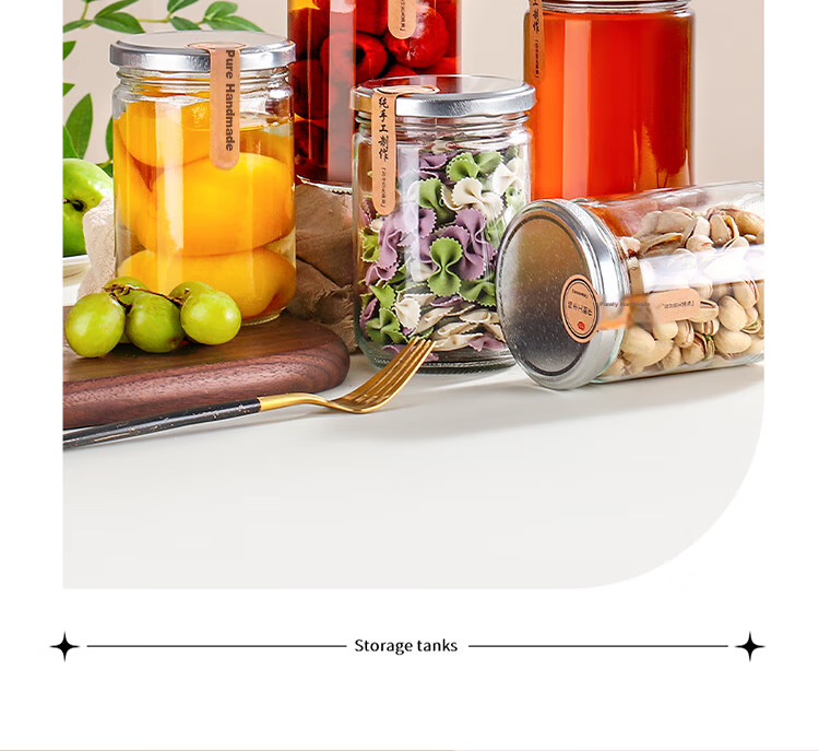 Baijie Glass Sealed Jar 500ml*6 for Stewing Yellow Peach Honey Canning, Jam, Chili Sauce, Laba Garlic 13