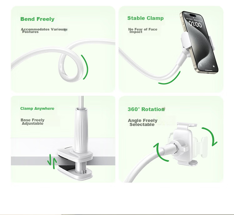 Ugreen Limited Time Free Shipping Mobile Phone Holder Bedside Lazy Stand Desktop Live Streaming Watching Multi-Functional 360° Adjustable Flexible Support Stand Compatible with iPhone Huawei Xiaomi 6