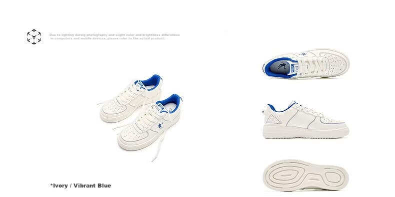 QIAODAN Men's Sneakers, Skateboard Shoes, Sports Shoes, Leather Upper, Air Force One Style, Casual Versatile Thick-Soled Height-Increasing White Shoes 25