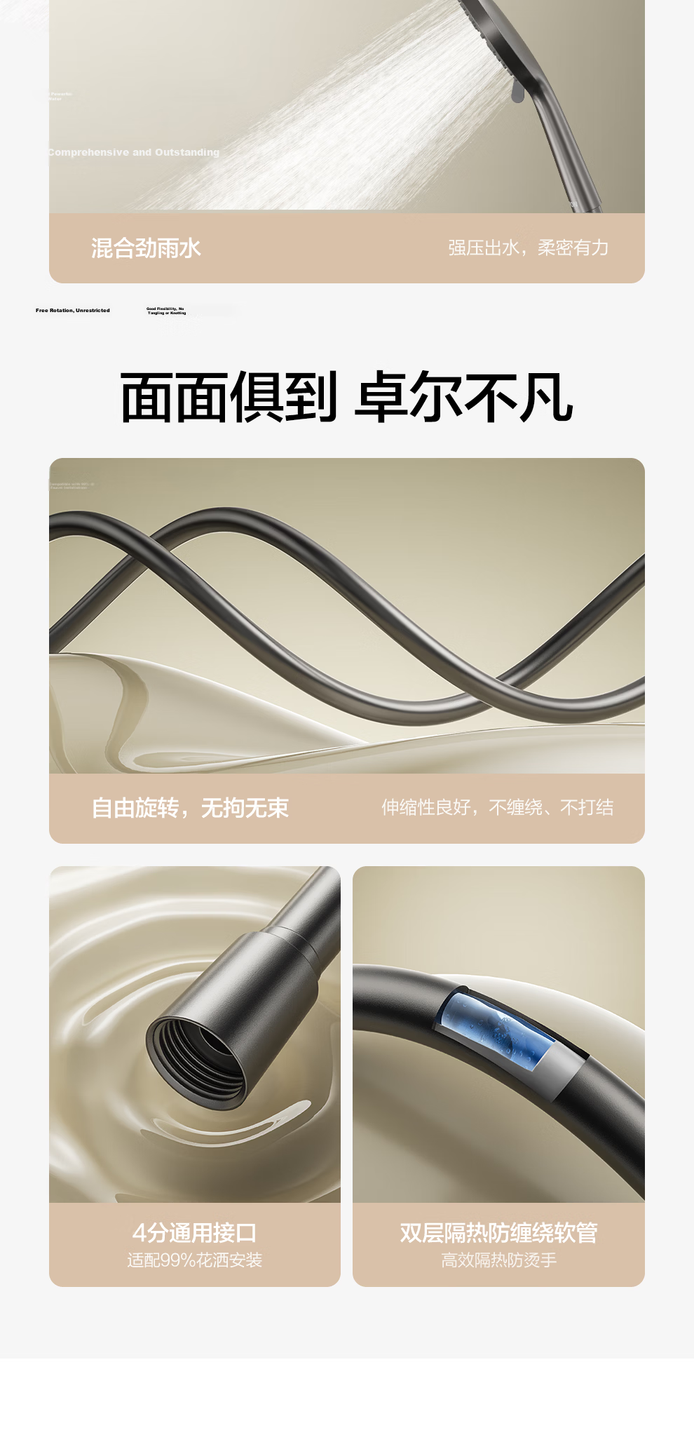 ARROW Shower Head, High-Pressure Handheld Spray Gun, Three-Function Bathroom Shower Head AE33186MCP 13