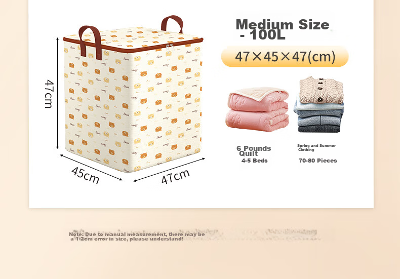 Baicaoyuan Clothes and Quilt Storage Bag Dustproof Moisture-proof Zippered Packing Organizer for Moving 25