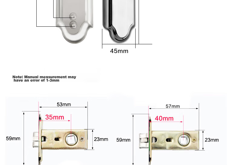 Auburn Handle Lock Bathroom Door Lock Indoor Toilet Lock No Drilling Required 0306 Hole Distance 11-13CM 15