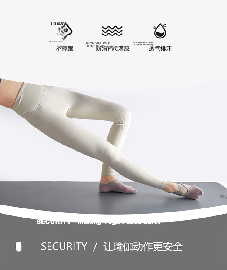 Duweike Yoga Socks Pilates Women's Spring Summer No-Show Anti-Slip Professional Sports Fitness Floor Socks Milk White + Gray 2 Pairs Set 5