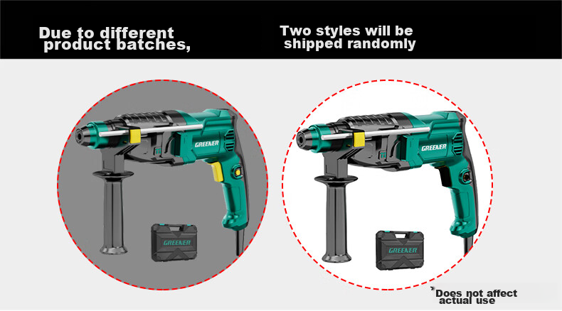 GREENER Lightweight Electric Hammer Impact Drill, 800W Electric Pick Three-In Drill, Small High-Power Household Wall Drilling And Concrete Drilling 1