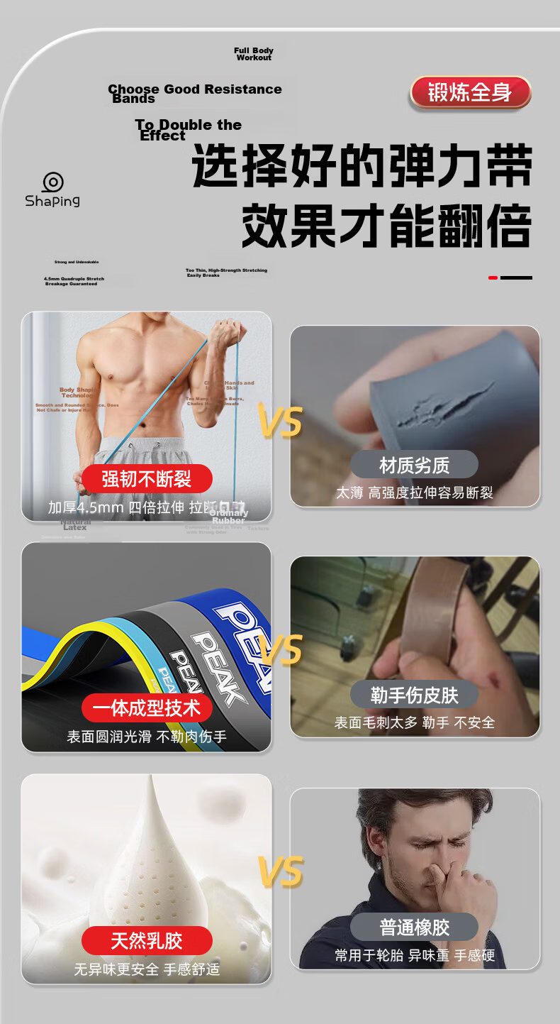 Peak Elastic Resistance Band Fitness Pull-Up Assistance Strength Training Men's Resistance Stretch Band 3
