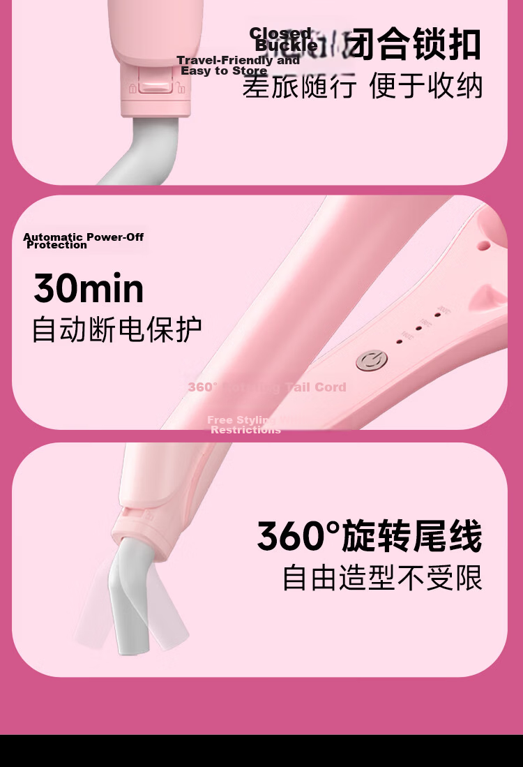 Cuiya 36mm Wave Curling Iron Negative Ion Deep V Long-Lasting Styling Tool Pink T501 Girlfriend Birthday Gift 18