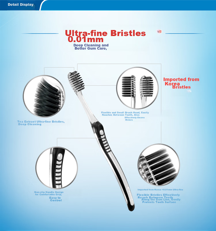 Crest Charcoal Soft Bristle Adult Toothbrush, Ultra-Fine Flexible Black Tea Deep Clean, 2-Pack, Random Packaging Color 4