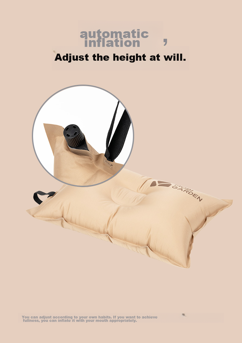MOBIGARDEN Automatic Inflatable Pillow, Travel Pillow, Portable Comfortable Nap Camping Pillow, NXL1534002, Warm Sand Color 4
