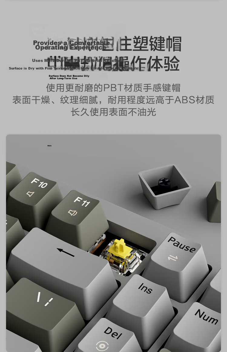 JD Original JZ990 Wired Mechanical Keyboard, 99 Keys Backlit Gasket Structure, PBT Keycaps, Multimedia Volume Knob, Dual System Compatible, Gaming And Office Use, Original Gray 12