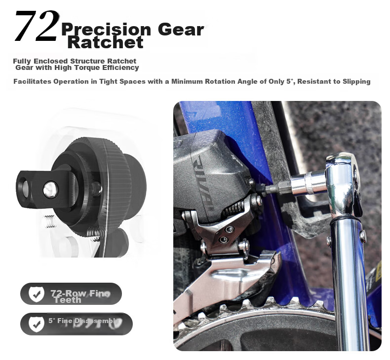 LEBYCLE Mountain Road Bike Torque Wrench Hex Head Torque Ratchet Specialized Repair Tool Set 2-24NM 3