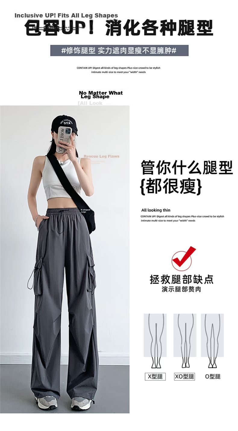 Langsha Women's Work Pants 2026 New American Style High Waist Wide Leg Quick-Dry Lightweight Outdoor Hiking Cargo Pants 9
