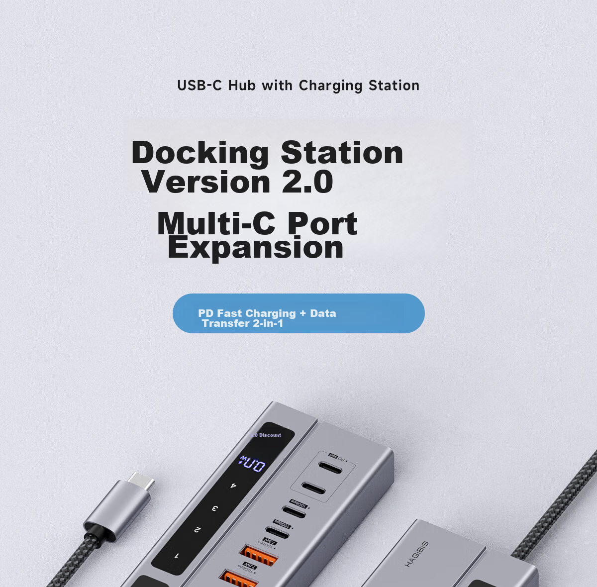Hagibis Digital Display Expansion Dock with Screen, USB-C Converter, Ethernet Adapter, Type-C to HDMI Converter, Compatible with Apple Computers Mac, Thunderbolt 4 Adapter 1