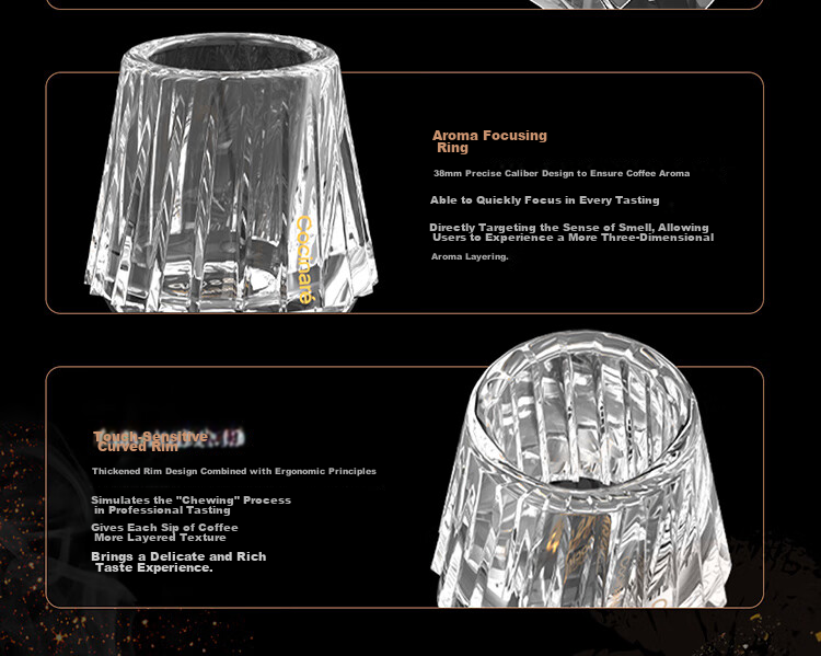 Cocinare Kiss Coffee Tasting Crystal Glass Cups, C-Series Aroma Italian Espresso KissCup, Hand Brew Coffee Accessories, Transparent 45ml, Set of 2 3