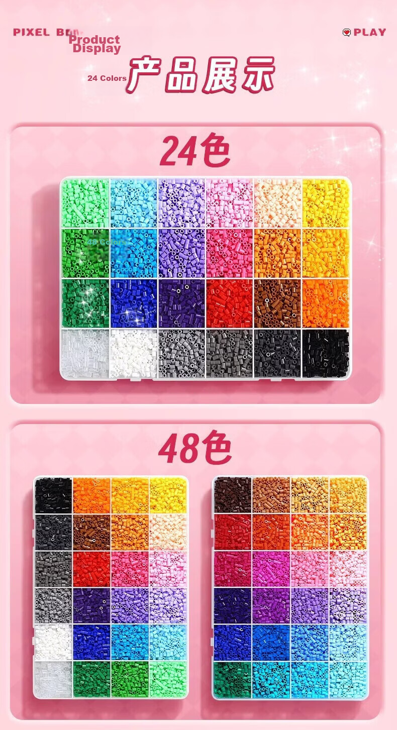 Mimeng DIY Perler Beads Kit for Girls Ages 6-12, 48 Colors 3D Colorful Melting Beads Complete Set Birthday Gift 15