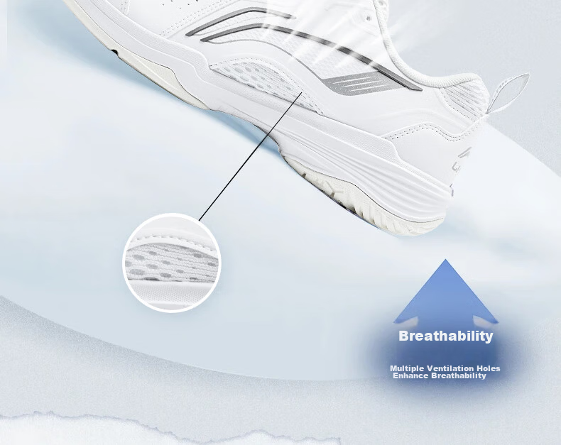 LI-NING Badminton Shoes All-Rounder V2.0 Unisex Shock Absorption Non-Slip Training Sports Shoes Standard White/Silver Size 36 5