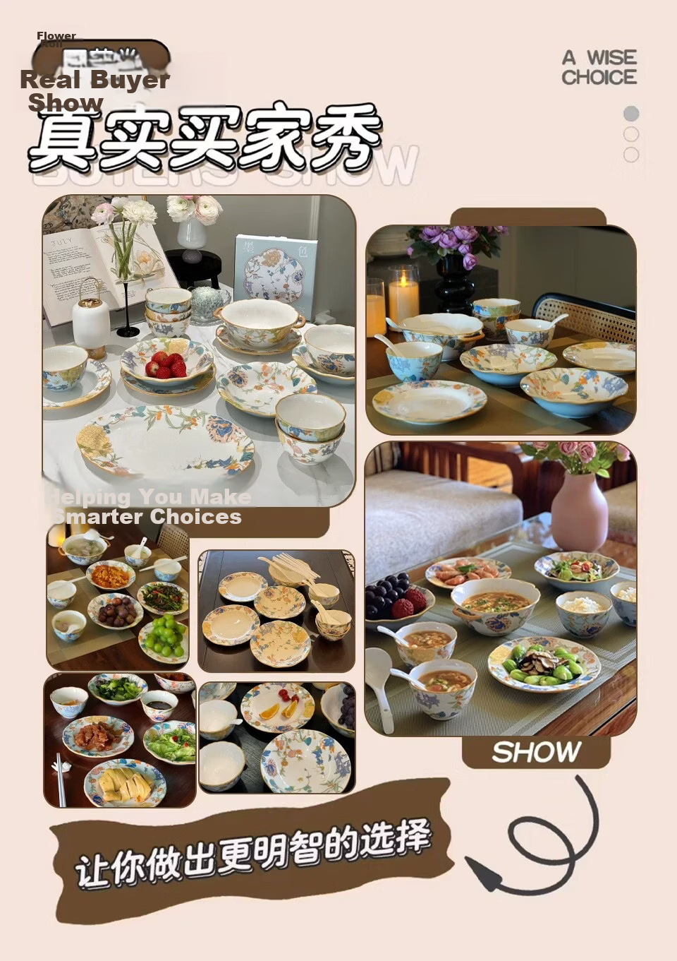 Mose Chinese Tableware Set, Complete Household Bowl And Chopsticks Set, Housewarming Gift Bowls And Plates, Wedding Gift, 66-Piece Set 1