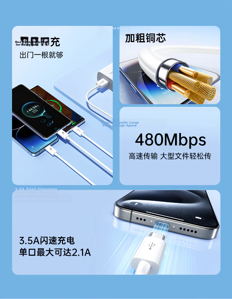 CangHua 3-in-1 Data Cable Apple Type-C Android Multi-Charging Cable for iPhone 18/17/16/15/14/13 Pro Max Xiaomi Huawei Power Cable 2
