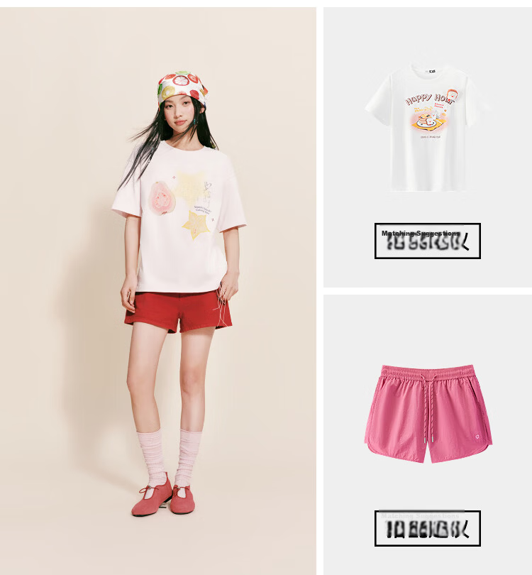 Semir Women's Summer Short Sleeve T-Shirt Mid-Length Loose Pure Cotton Rhinestone Fruit Pullover 2026 109326100028 17