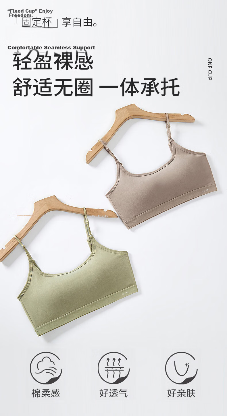 GUJIN Women's Back Beauty Bra 2026 Cotton Strapless Vest Summer Thin Large Chest Minimizing Push-Up Bra 3