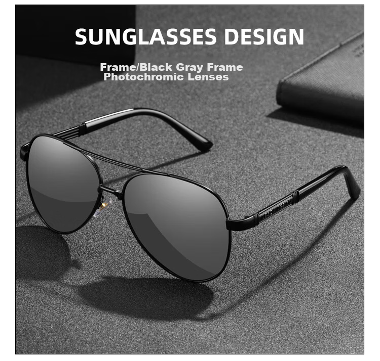 GOGOSOON New Pilot Sunglasses for Men, Driving-Specific Glasses, Photochromic Polarized Driving Sunglasses, Light-Sensitive Day And Night Fishing Glasses 19
