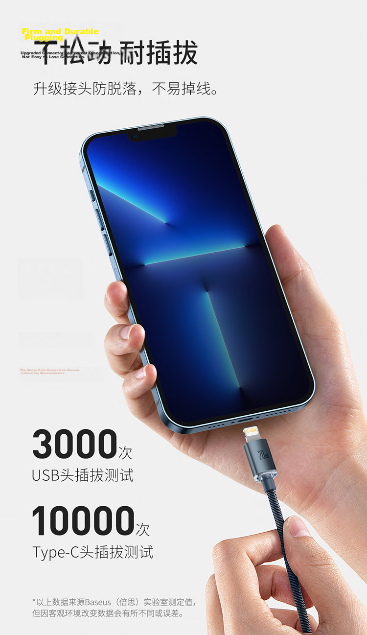 Baseus Apple Data Cable PD20W Fast Charging Type-C to Lightning Cable for iPhone 14/13 Pro Max/12/11 Car Charger 1.2m Black 14