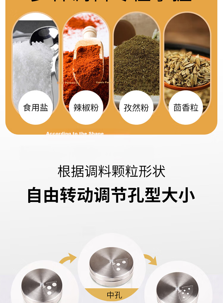Baijie 100ml Spice Bottles Set of 4 Salt Shaker BBQ Seasoning Bottles Pepper Powder Container Sichuan Pepper Spice Jar Seasoning Box 3