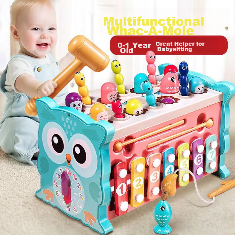LEAIXIANG Children's Multifunctional Whack-a-Mole Fishing Piano 9-in-1 Toy Birthday Gift for Boys and Girls