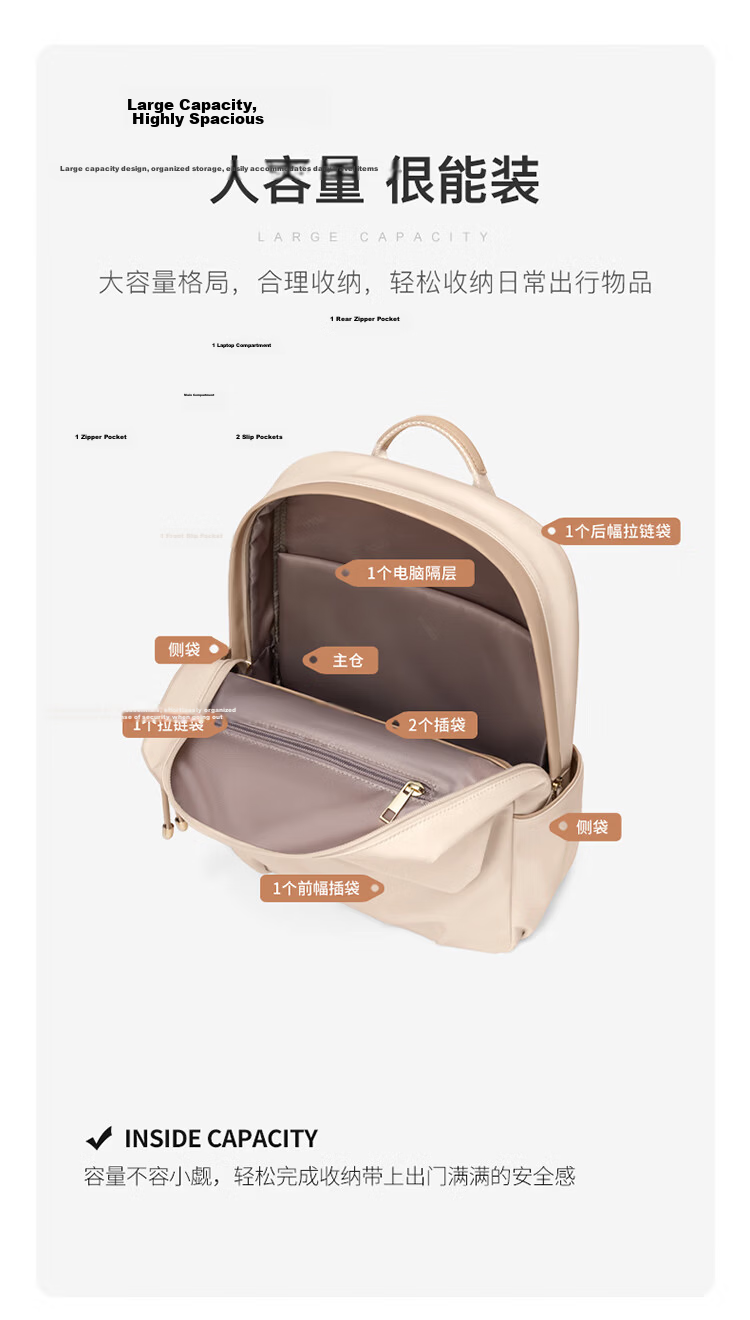 POLO Women's Casual Travel Backpack, Fits 14-inch Laptop, Student School Bag, Birthday Gift for Girlfriend 6