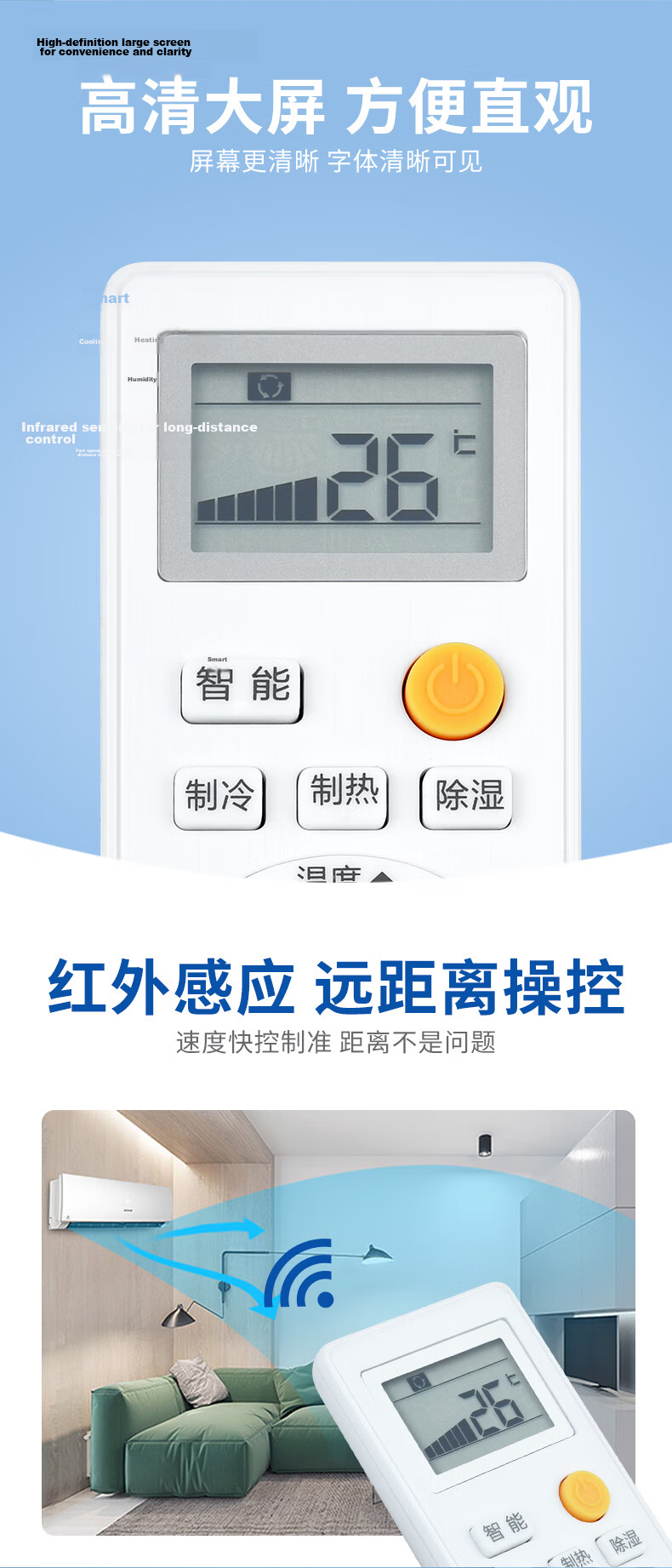NiChu Compatible Haier Air Conditioner Remote Control Universal for Wall-mounted, Cabinet, Central Air Conditioning, Leader, Little Champion, Commander 1.5HP 7