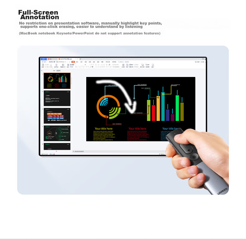 UGREEN Laser Pointer for PPT Presentations, Teacher's Use, Bluetooth Connection Rechargeable Model, Large Conference Presentation Pointer Projector Pen, Compatible with Seewo Whiteboard/matte Screen, 45489 12