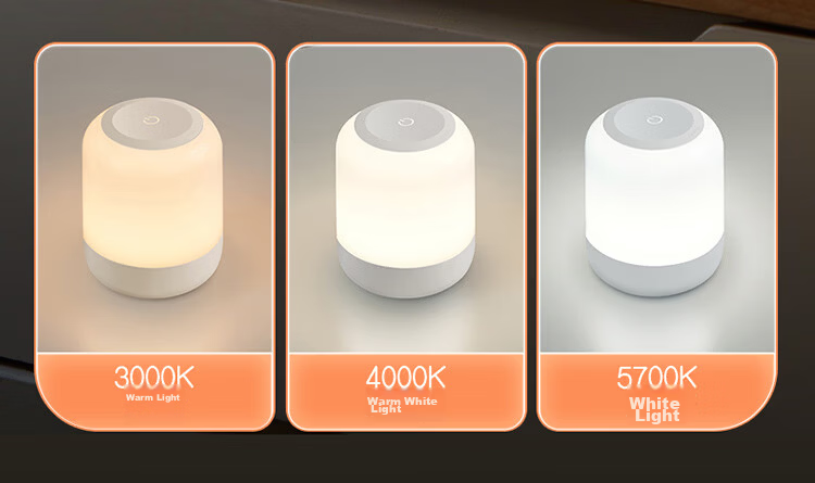 BULL Bedside Baby Night Light Night Feeding Ambient Light Cylindrical Three-Level Color Temperature Stepless Dimming Rechargeable 6000mAh 9