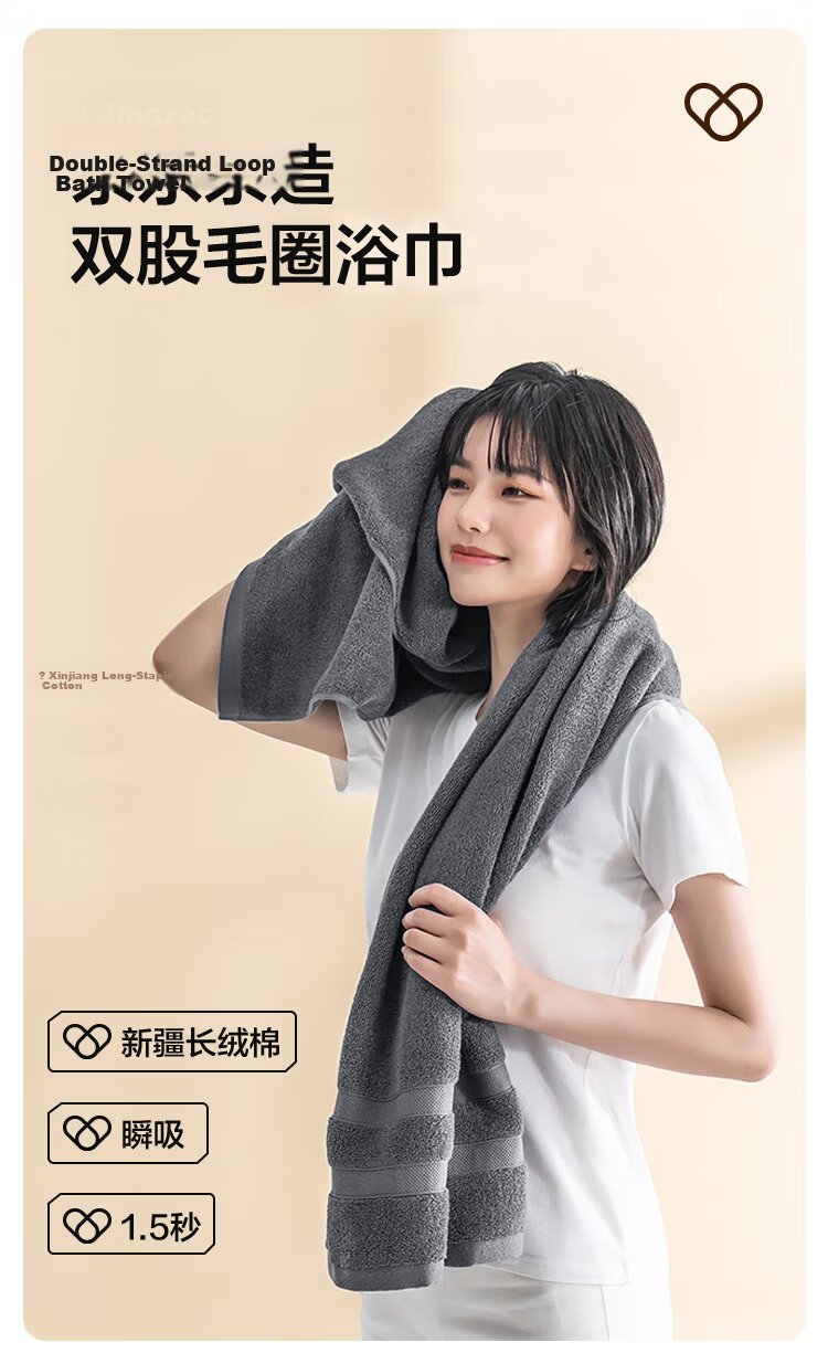 JDJZ 400g Extra Soft Cotton CP Bath Towel A Class Extra Large Thick Absorbent Unisex Bath Towel Grey Blue 2