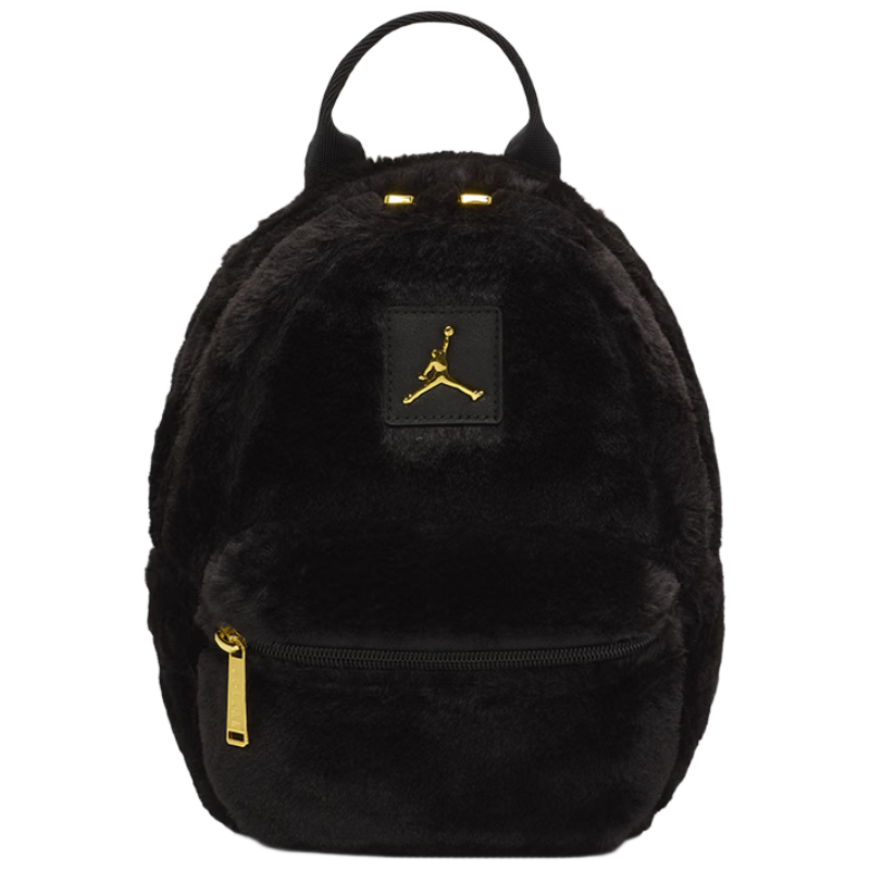 Jordan Women's Plush Mini Backpack Small Capacity HV8004-010 Black Gold MISC