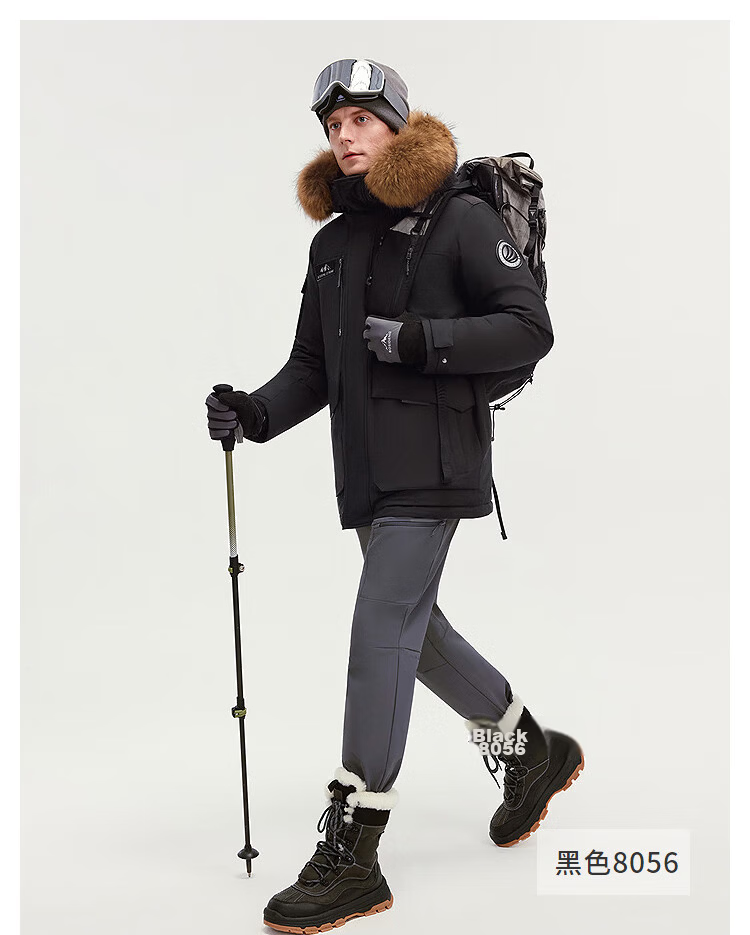 BOSIDENG 25-Year Winter Extreme Cold Northeast Special Thickened Goose Down Unisex Mall-Style Down Jacket with Large Fur Collar 38