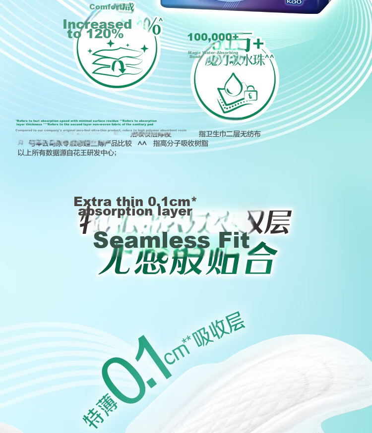 Laurier Kao Zero Touch Ultra Thin Day and Night Winged Sanitary Pads 30cm 8pcs JD Self-operated New National Standard 3