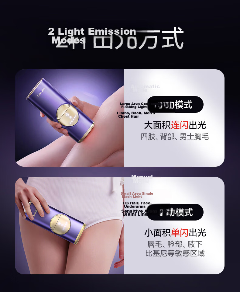 Lenovo Ice Point Sapphire Painless Laser Hair Removal Device High Energy Epilator for Men and Women Full Body Hair Removal Medical Grade Gift for Friends, Lovers, and Wives 14