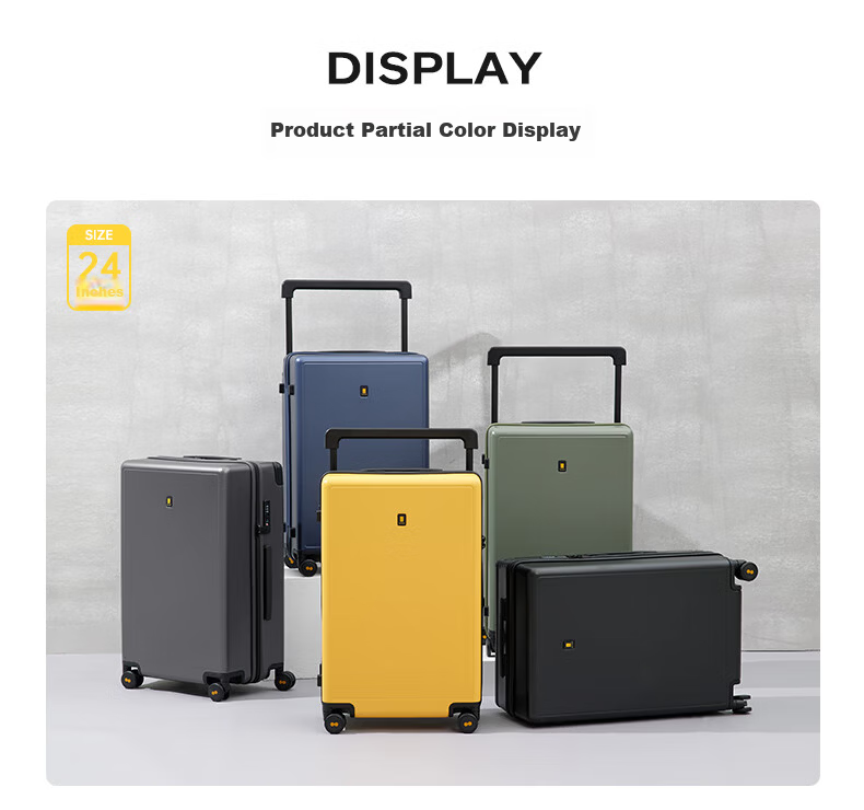 LEVEL8 Luggage Unisex 24-inch Wide Trolley Suitcase with Password Lock, Voyager Series, 360-Degree Spinner Wheels, PC Material, Black 23