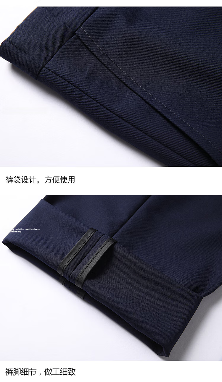 ROMON Men's Suit Set, Small Suit Jacket, Professional Formal Wear, Slim Fit Casual Groomsman Suit, Navy Blue 6XL 25