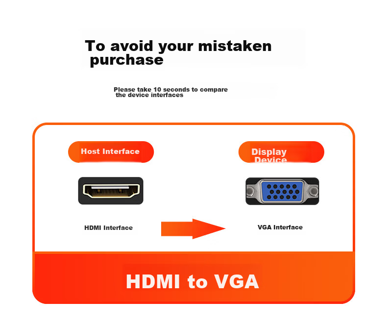 BIAZE HDMI to VGA Converter Cable Adapter HD Video Adapter for Xiaomi Laptop Desktop Box TV Monitor Projector Female Connector Cable 8