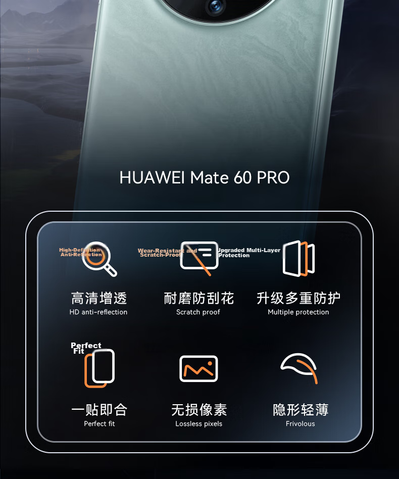 BLUEO AR Anti-Reflective Lens Protector for Huawei Mate60 Rear Camera High-Transparency Shockproof Phone Protective Film 3