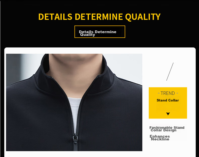Romon Men's Jacket Spring Business Casual Simple Stand Collar Warm Sweatshirt Executive Outerwear Men's Q06 Black XL 6