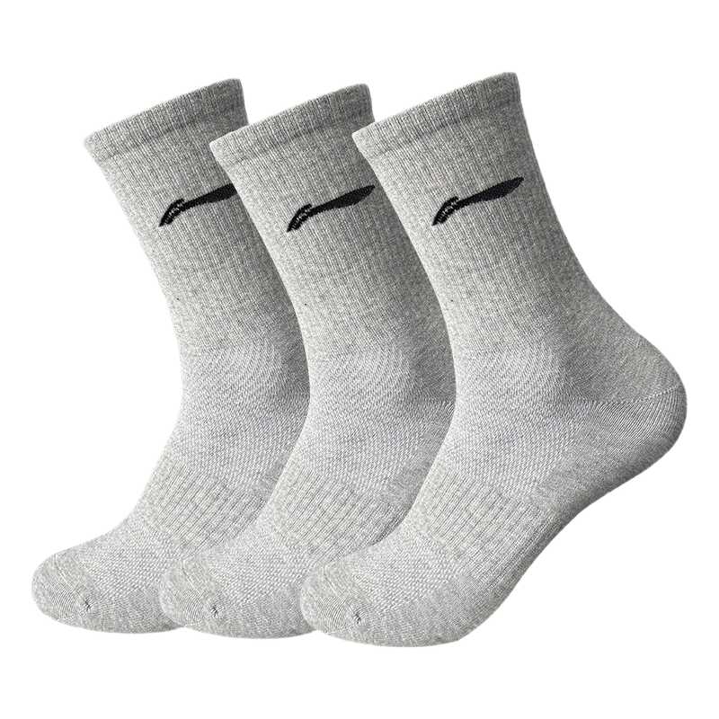 LI-NING Unisex Summer Socks (3 Pairs) Mid-Calf Sports Socks Youth Anti-Odor Breathable Badminton Running Socks