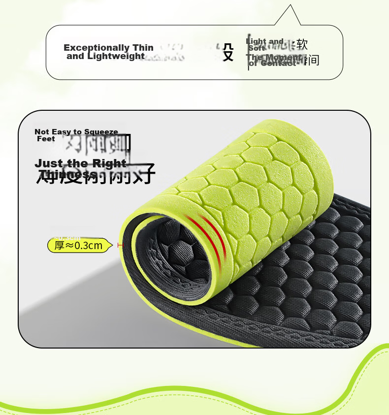 3AnGnI Insoles, Nano Men's Sweat-Absorbing And Odor-Resistant Shoe Inserts, Antibacterial Deodorizing Breathable Moisture-Wicking, 5 Pairs Pack, Mint Style 7