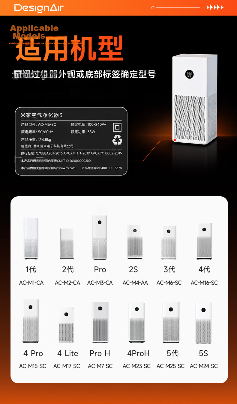 Dingzikonqi Compatible Filter Cartridge for Mijia Xiaomi Air Purifier 4Pro, Removes Formaldehyde, Bacteria And Smoke 7
