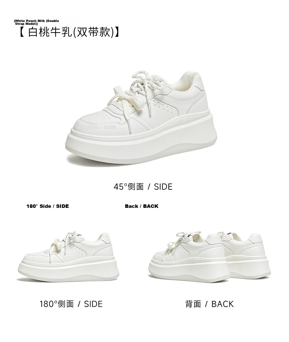TATA TATA Sun Leyan Same Style White Whale Thick Sole Casual Sneakers Women Fleece Lined White AM6 Size 37 29
