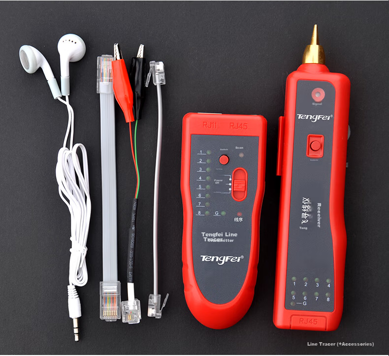 Tengfei Network Cable Tester with Bag Multifunctional Telephone Network Line Tracker Switch Line Finder Anti-Interference 60V Voltage Resistant Cable Tracer Detector 18