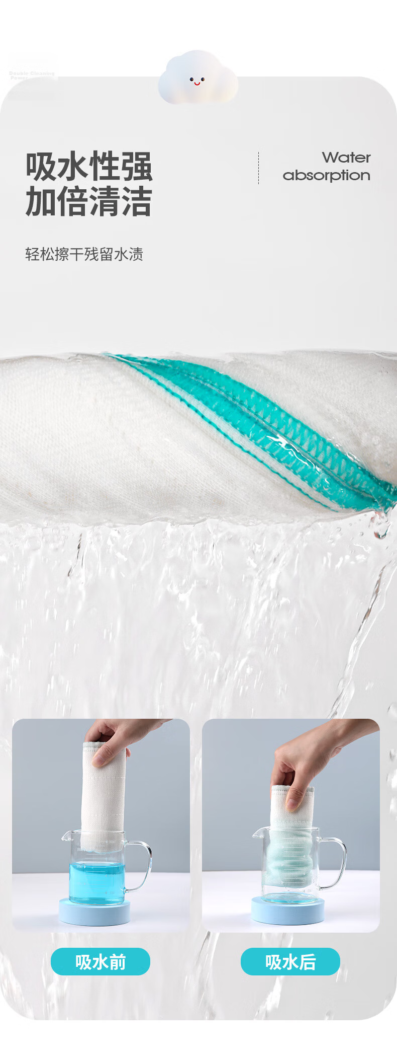 Yunlei Thickened Cleaning Cloth, 28*28cm, Pack of 10, Large Dishwashing Towel for Kitchen, Pot Scrubber 10