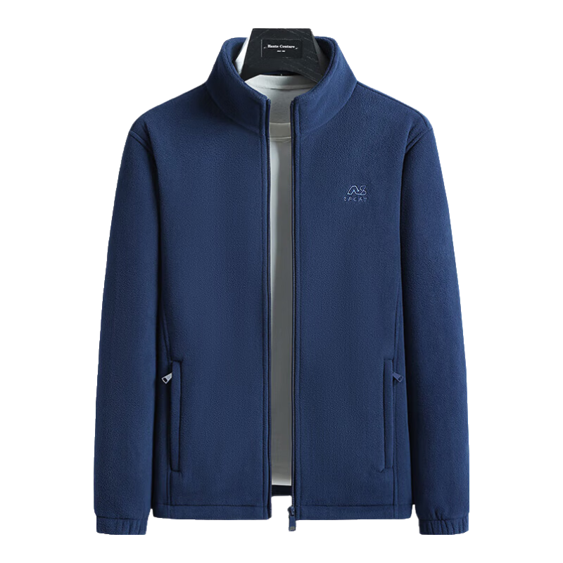 ROMON Men's Spring Autumn Business Warm Fleece Casual Polar Fleece Jacket BB9 Dark Blue 5XL